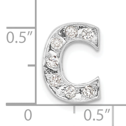 Sterling Silver Cz Initial C Charm