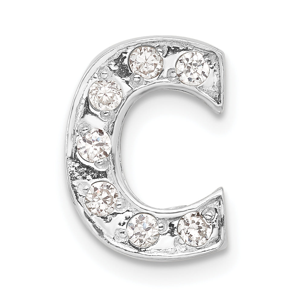 Sterling Silver Cz Initial C Charm