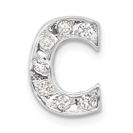 Sterling Silver Cz Initial C Charm