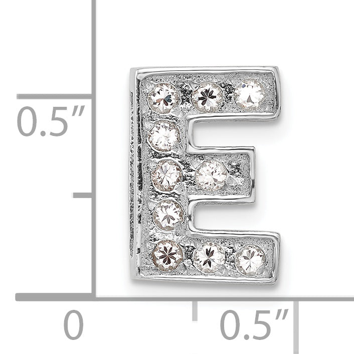Sterling Silver Cz Initial E Charm