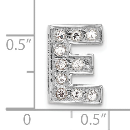 Sterling Silver Cz Initial E Charm