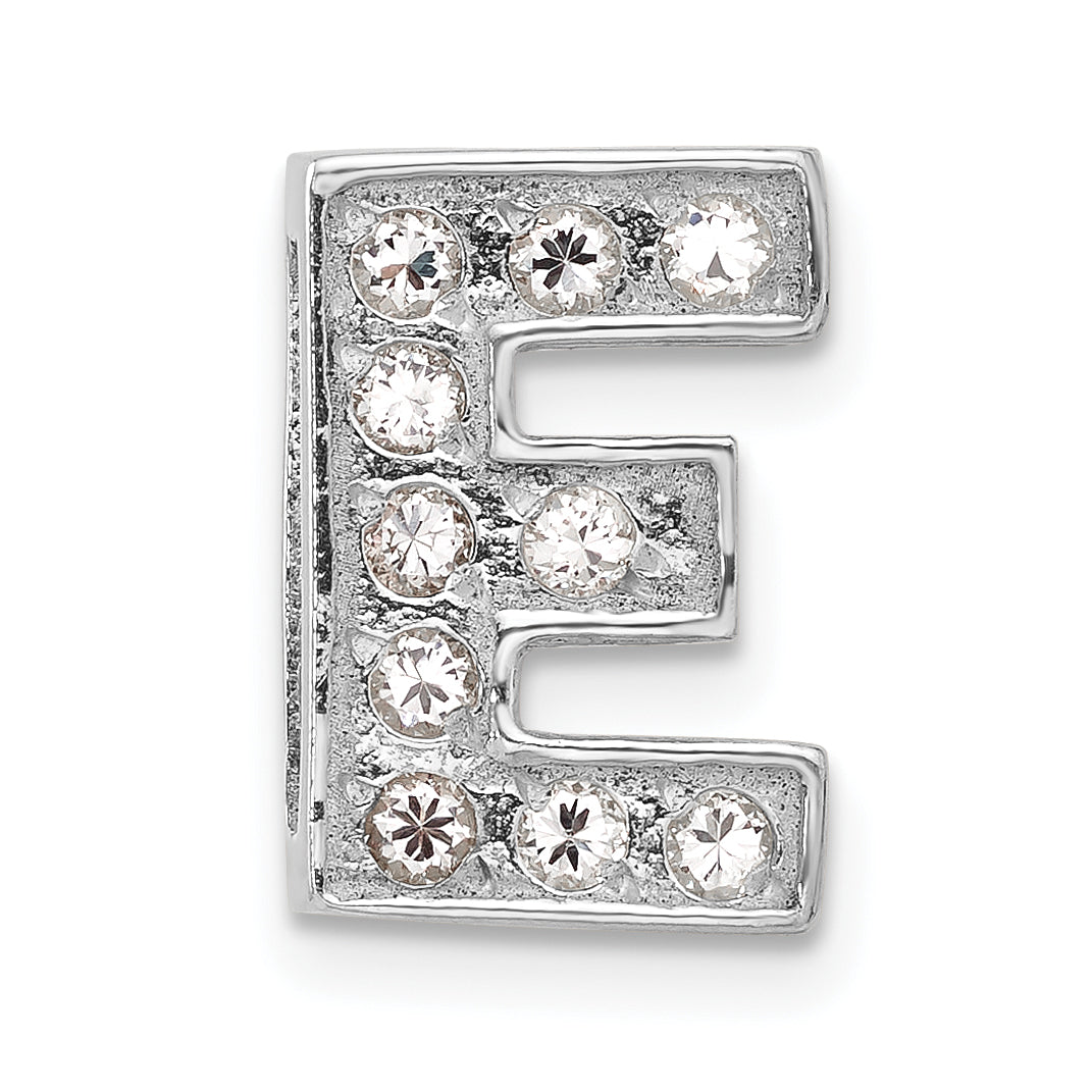 Sterling Silver Cz Initial E Charm
