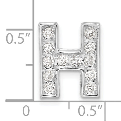 Sterling Silver Cz Initial H Charm