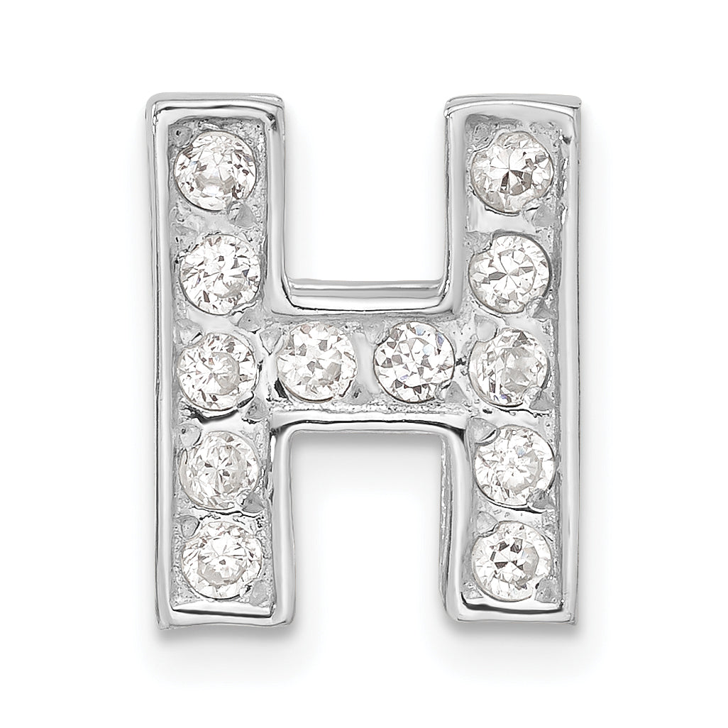 Sterling Silver Cz Initial H Charm