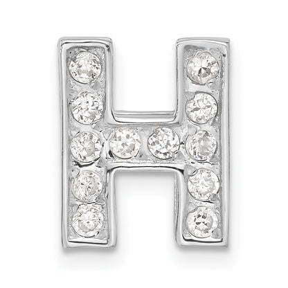 Sterling Silver Cz Initial H Charm