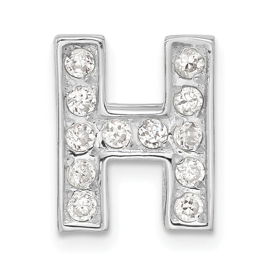 Sterling Silver Cz Initial H Charm