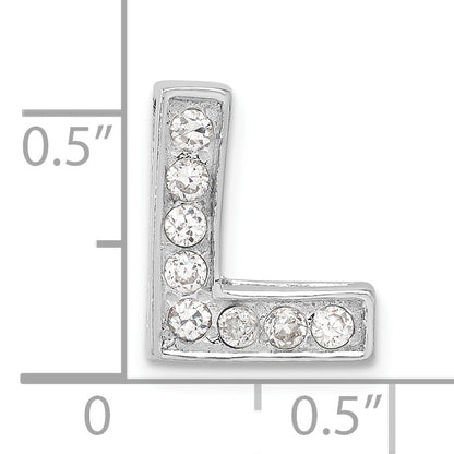 Sterling Silver Cz Initial L Charm
