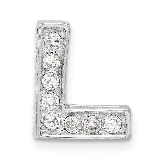 Sterling Silver Cz Initial L Charm