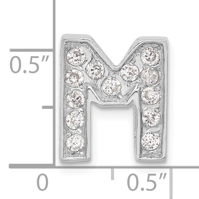 Sterling Silver Cz Initial M Charm