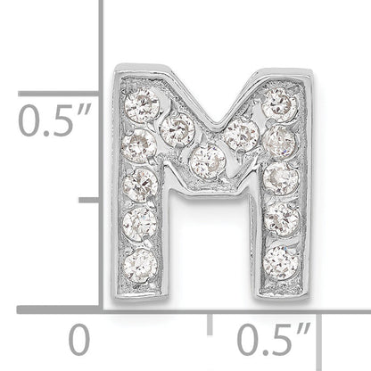Sterling Silver Cz Initial M Charm