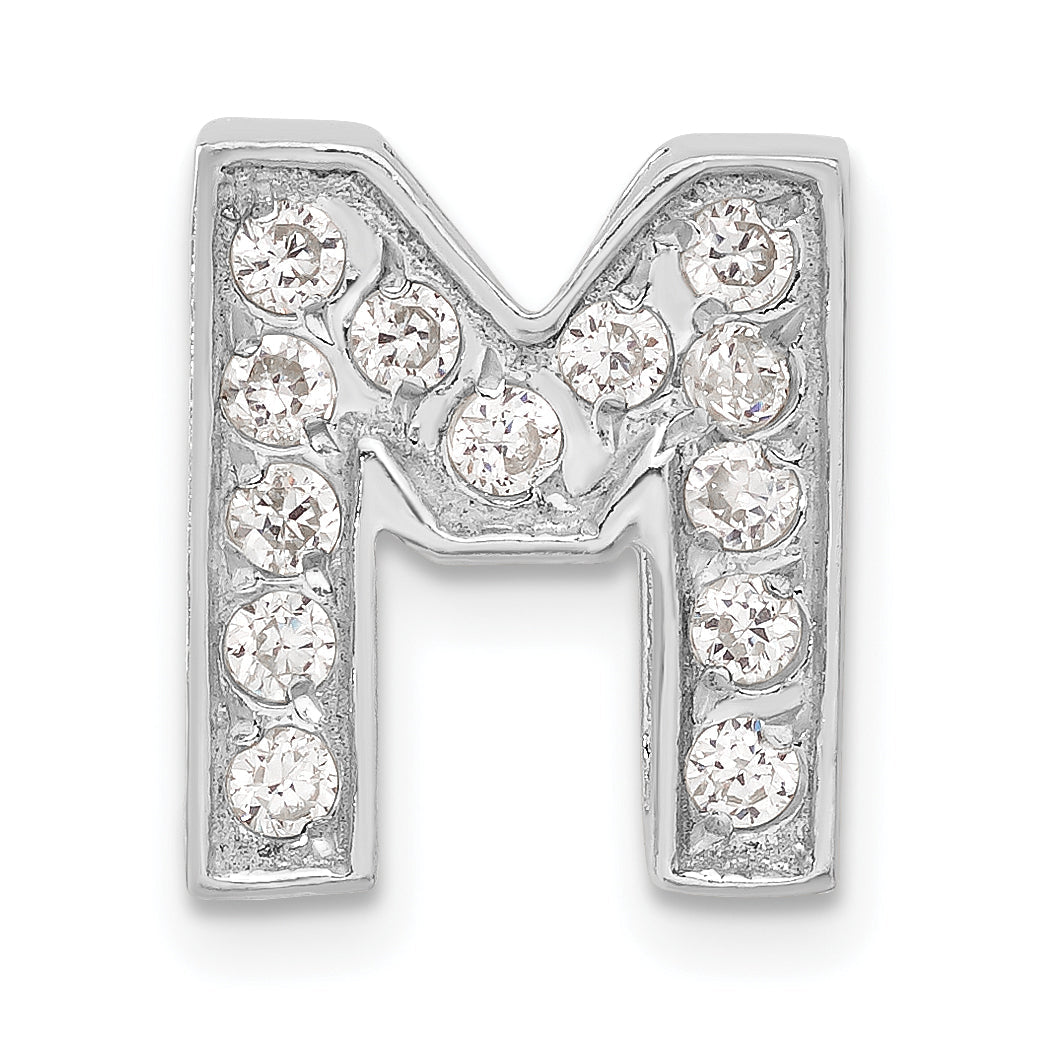 Sterling Silver Cz Initial M Charm