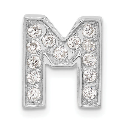 Sterling Silver Cz Initial M Charm