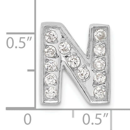 Sterling Silver Cz Initial N Charm