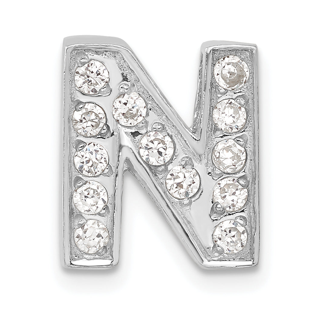 Sterling Silver Cz Initial N Charm