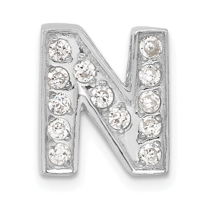 Sterling Silver Cz Initial N Charm
