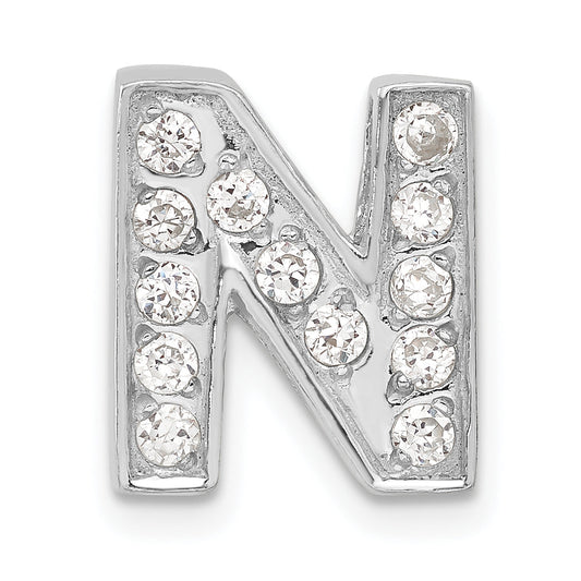 Sterling Silver Cz Initial N Charm