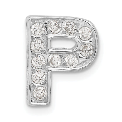 Sterling Silver Cz Initial P Charm