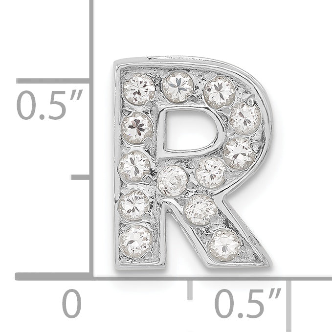 Sterling Silver Cz Initial R Charm