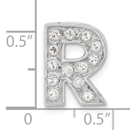 Sterling Silver Cz Initial R Charm