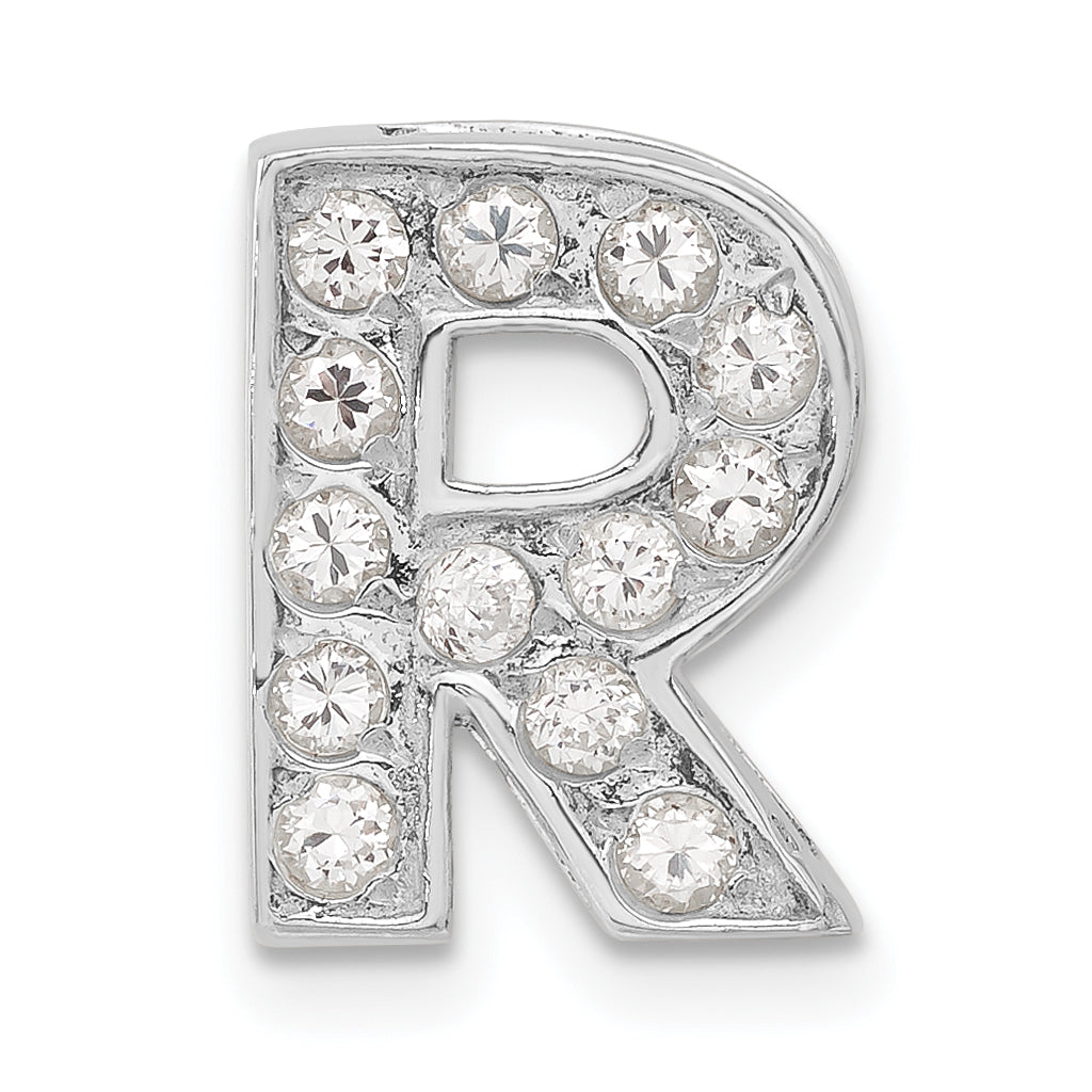 Sterling Silver Cz Initial R Charm