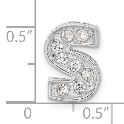 Sterling Silver Cz Initial S Charm
