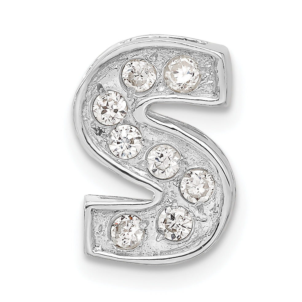 Sterling Silver Cz Initial S Charm