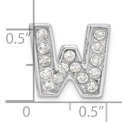 Sterling Silver Cz Initial W Charm
