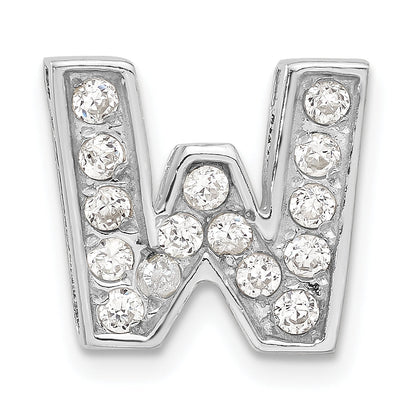 Sterling Silver Cz Initial W Charm