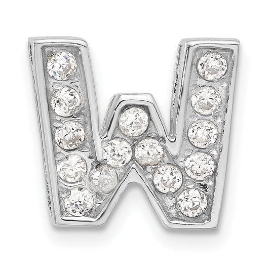 Sterling Silver Cz Initial W Charm