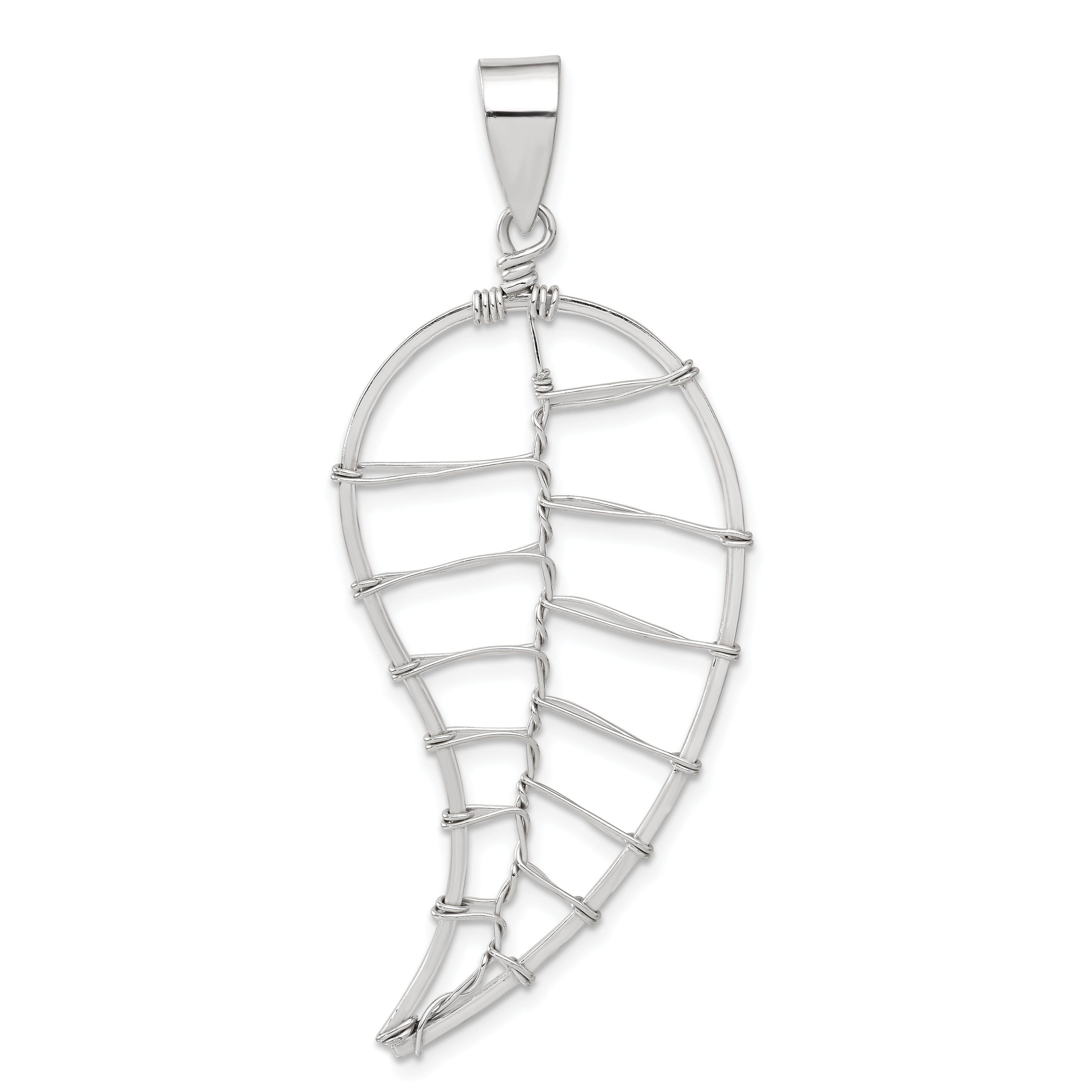 Sterling Silver Polished Wire Leaf Pendant