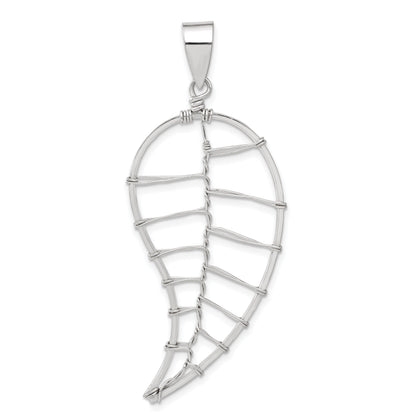 Sterling Silver Polished Wire Leaf Pendant