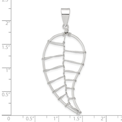 Sterling Silver Polished Wire Leaf Pendant