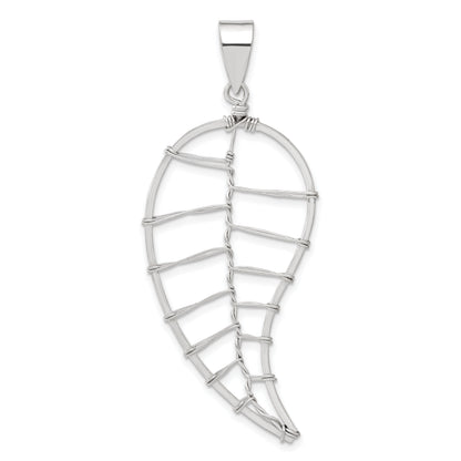 Sterling Silver Polished Wire Leaf Pendant