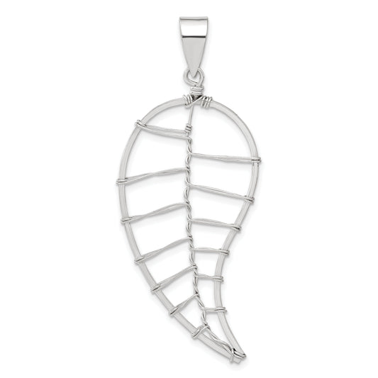 Sterling Silver Polished Wire Leaf Pendant