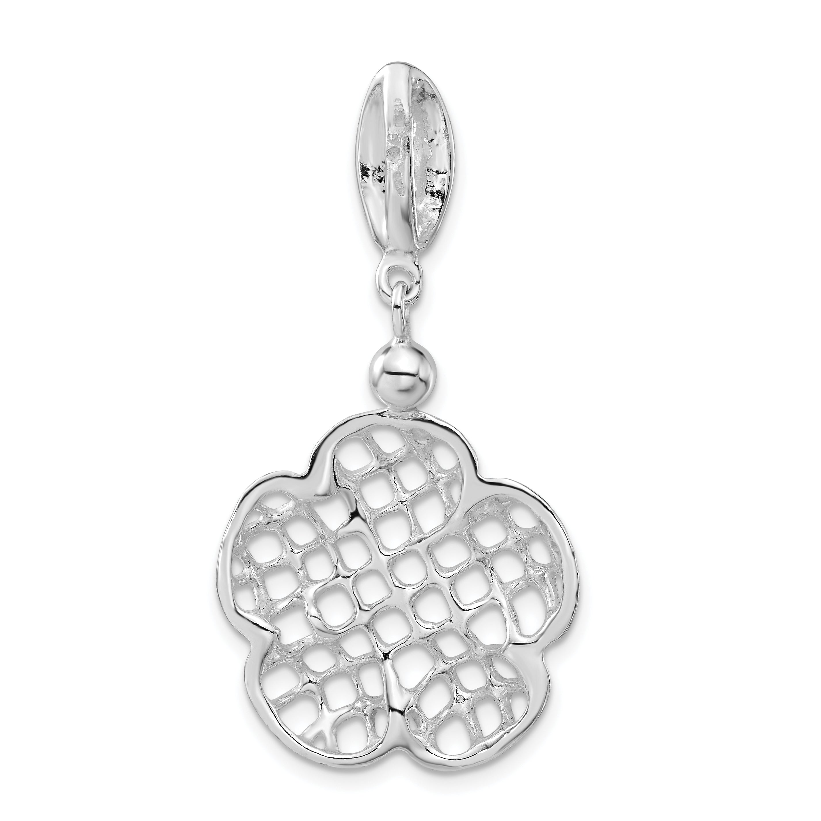 Sterling Silver Polished Fancy Flower Pendant