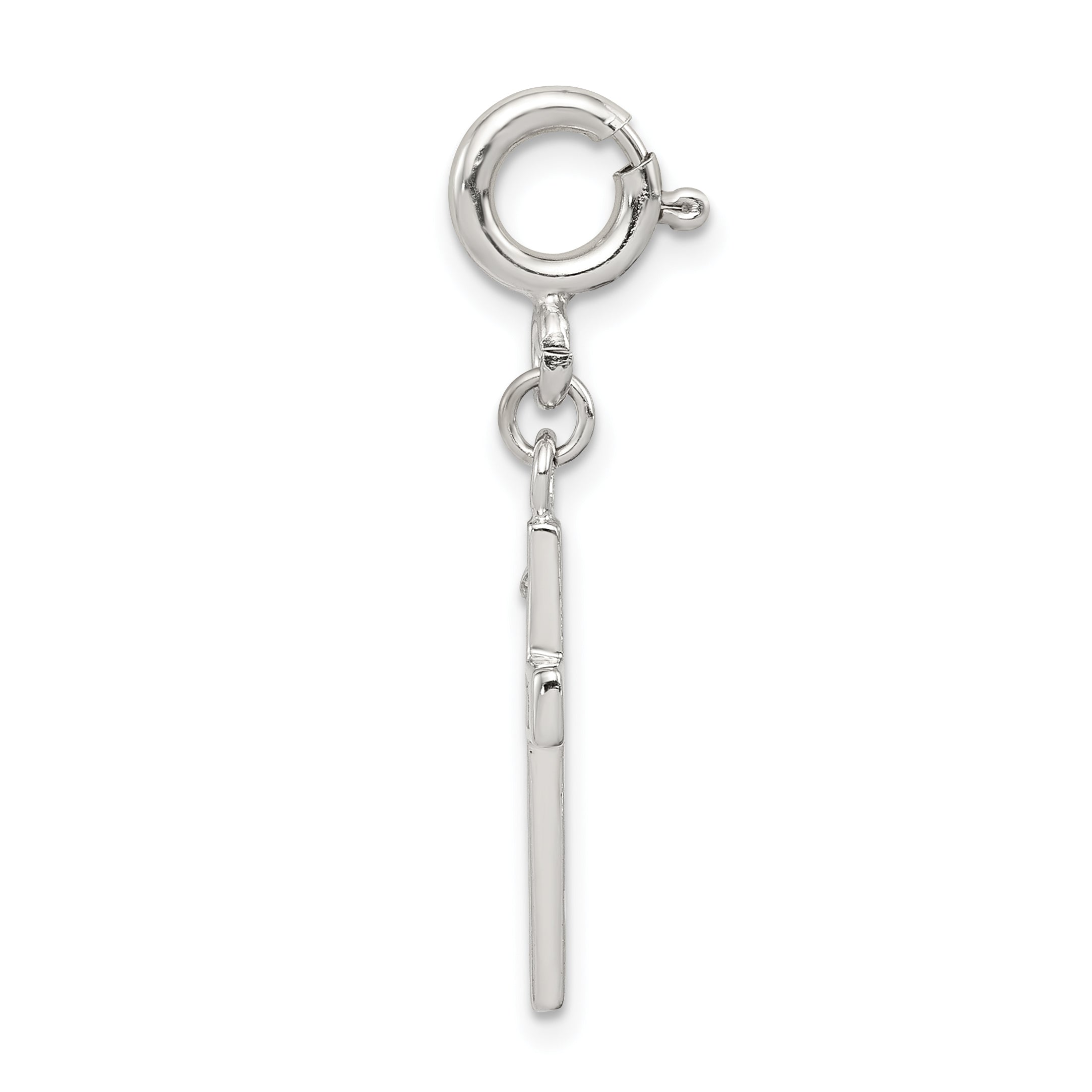 Sterling Silver Rhodium-Plated Cz Faith Cross Clip-On Charm