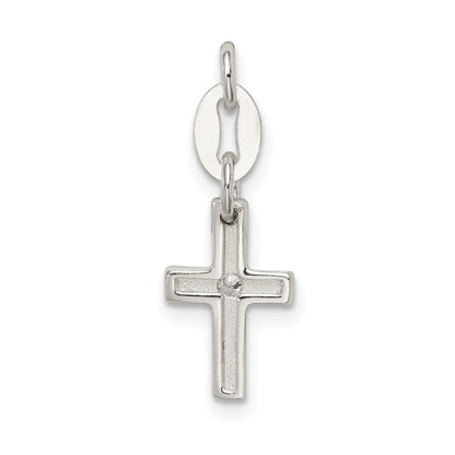 Sterling Silver & Cz Polished Cross Charm