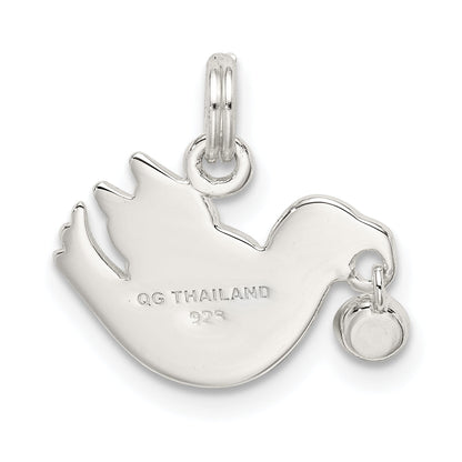 Sterling Silver Cz Polished Dove Charm