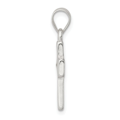 Sterling Silver Rhodium-Plated Enameled Mustard Seed Cross Pendant