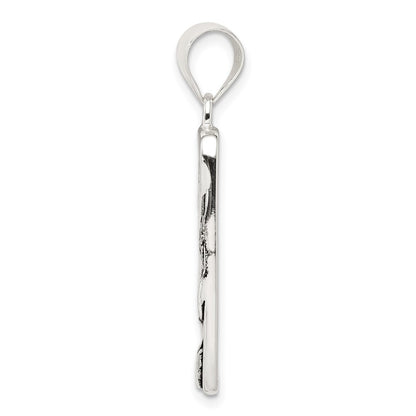 Sterling Silver You Are Never Alone Antiqued Footprint Pendant