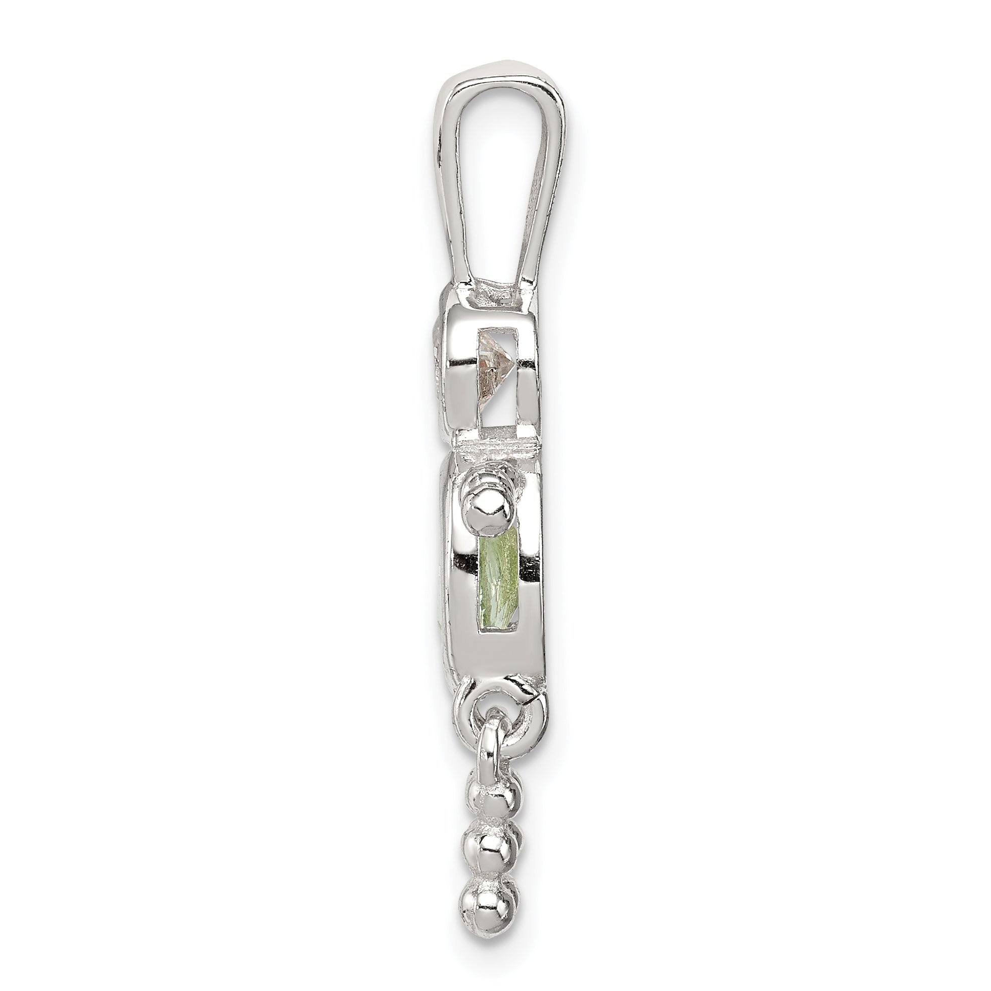Sterling Silver Rhodium-Plated Cz & August Glass Boy Pendant
