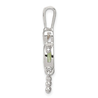 Sterling Silver Rhodium-Plated Cz & August Glass Boy Pendant