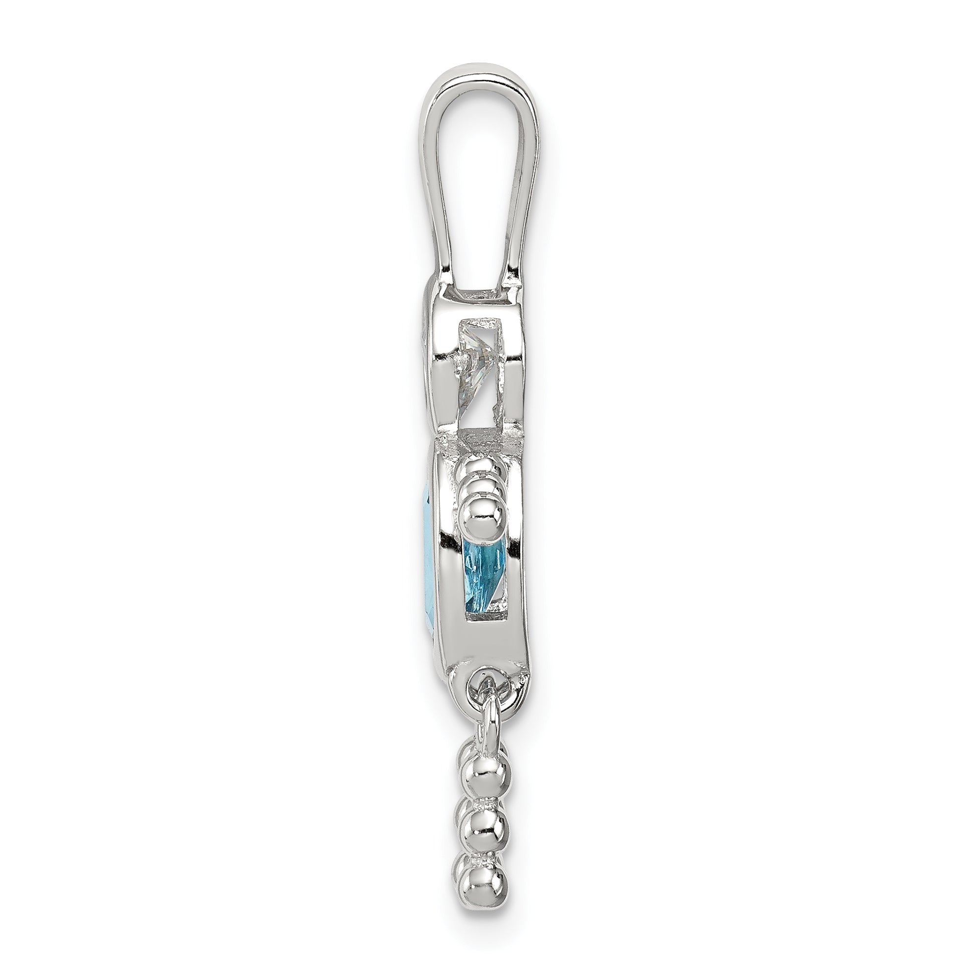Sterling Silver Rhodium-Plated Cz & December Glass Boy Pendant