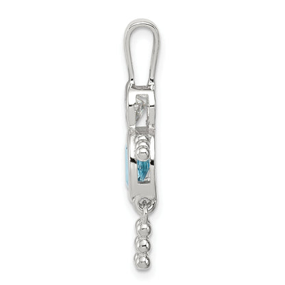 Sterling Silver Rhodium-Plated Cz & December Glass Boy Pendant