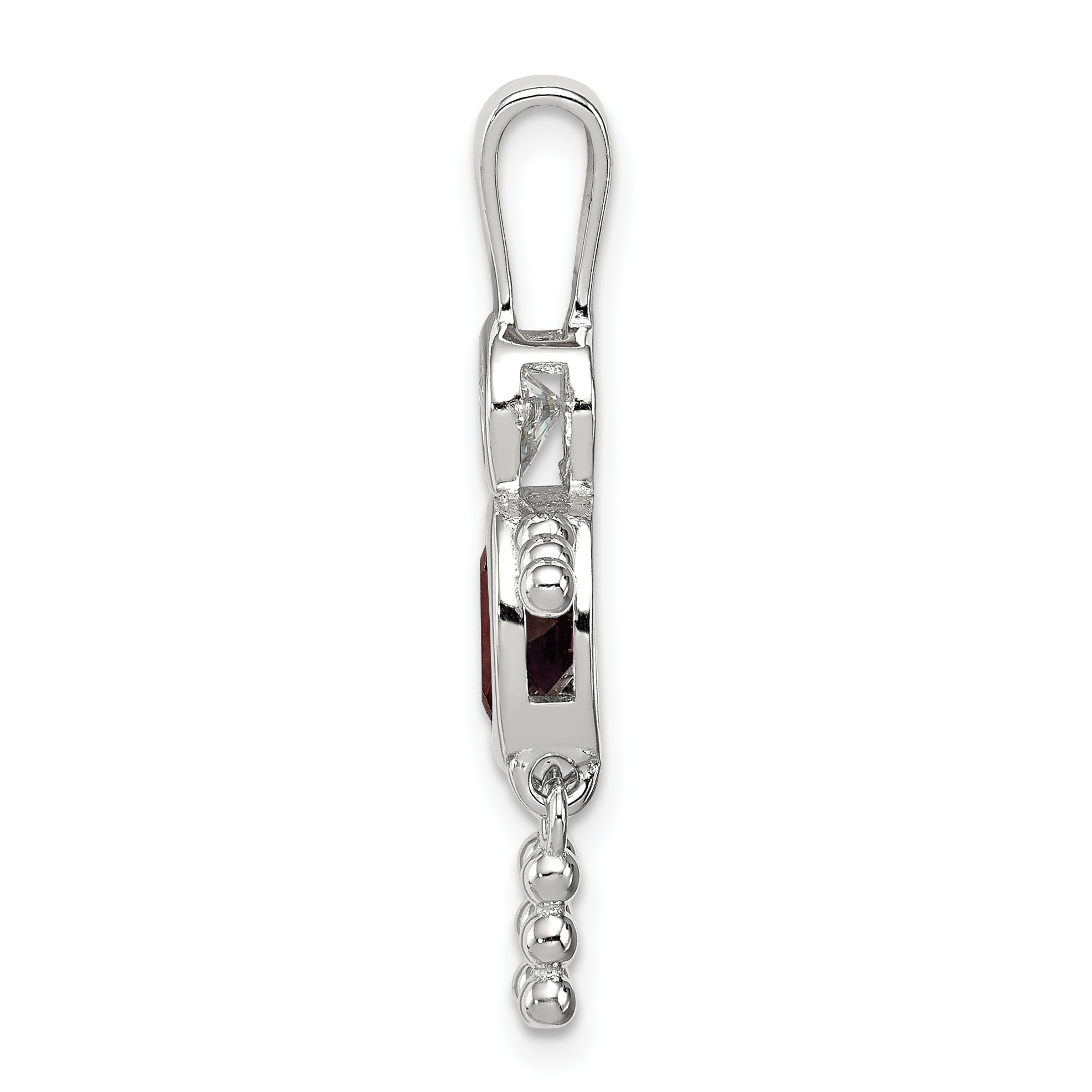 Sterling Silver Rhodium-Plated Cz & February Glass Boy Pendant