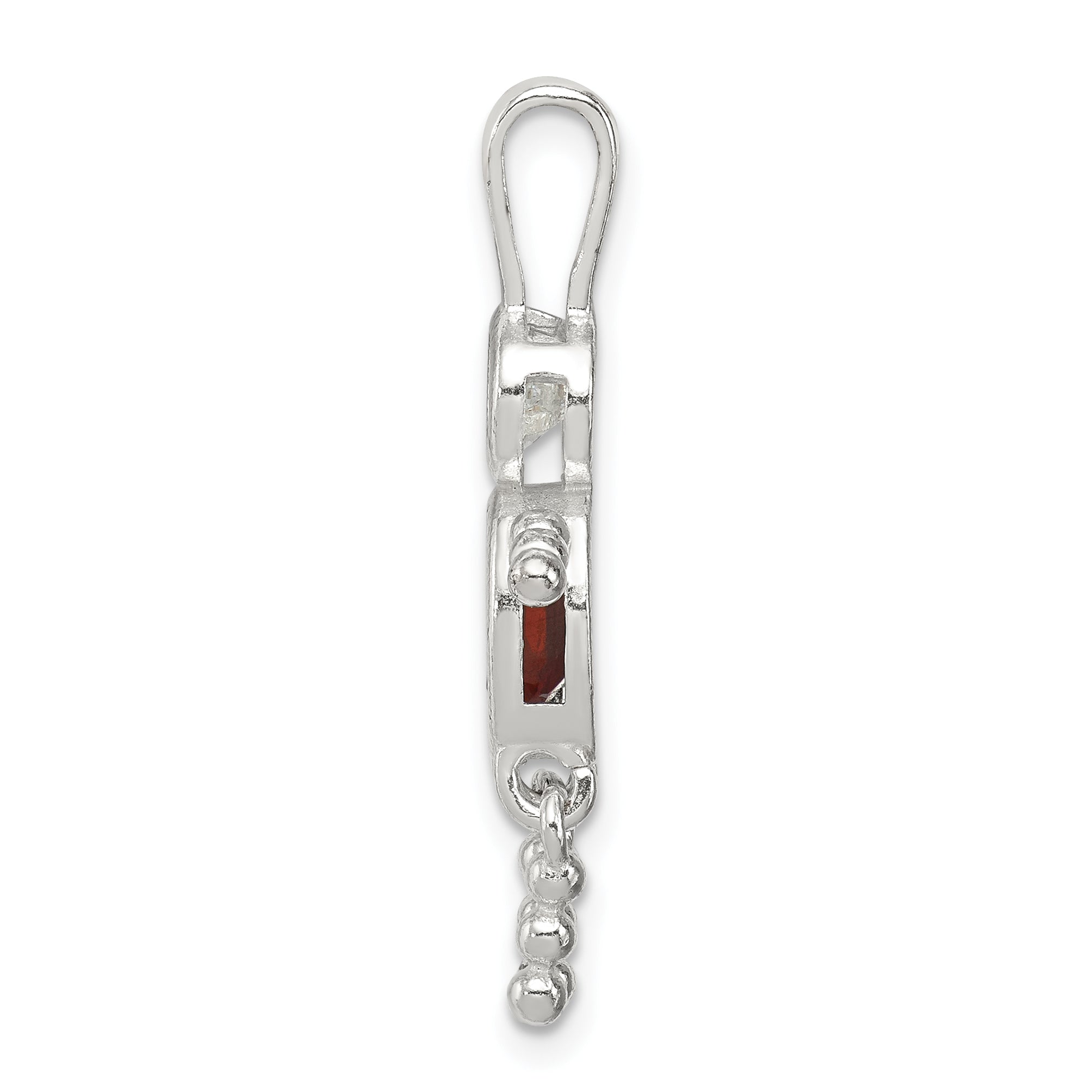 Sterling Silver Rhodium-Plated Cz & January Glass Boy Pendant
