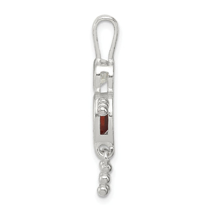 Sterling Silver Rhodium-Plated Cz & January Glass Boy Pendant