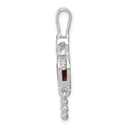 Sterling Silver Rhodium-Plated Cz & July Glass Boy Pendant