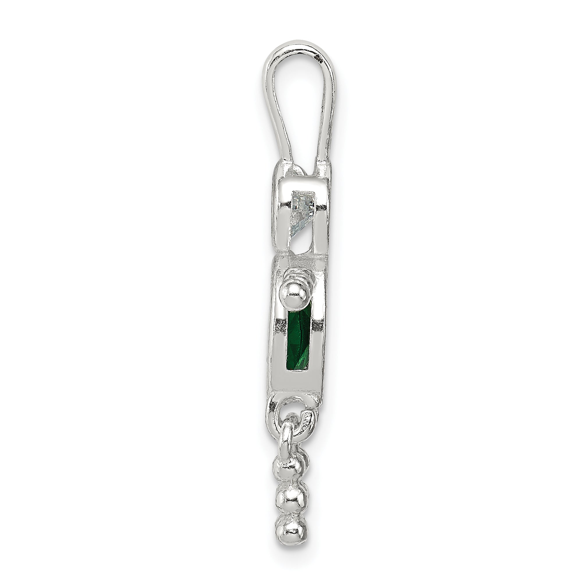 Sterling Silver Rhodium-Plated Cz & May Glass Boy Pendant