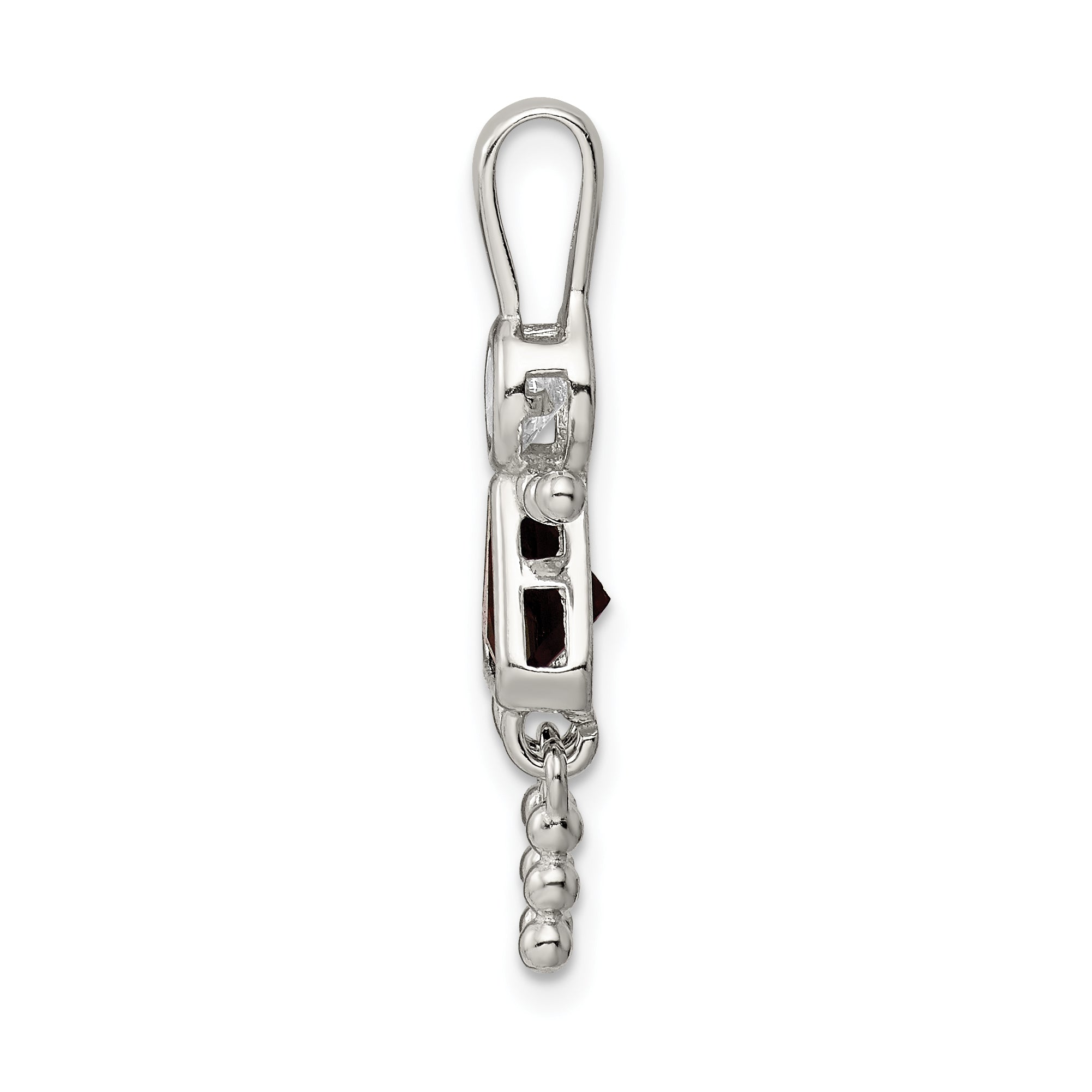 Sterling Silver Rhodium-Plated Cz & January Glass Girl Pendant